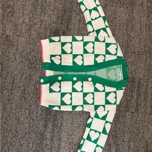 English Factory Green and White Heart Pattern Jacket